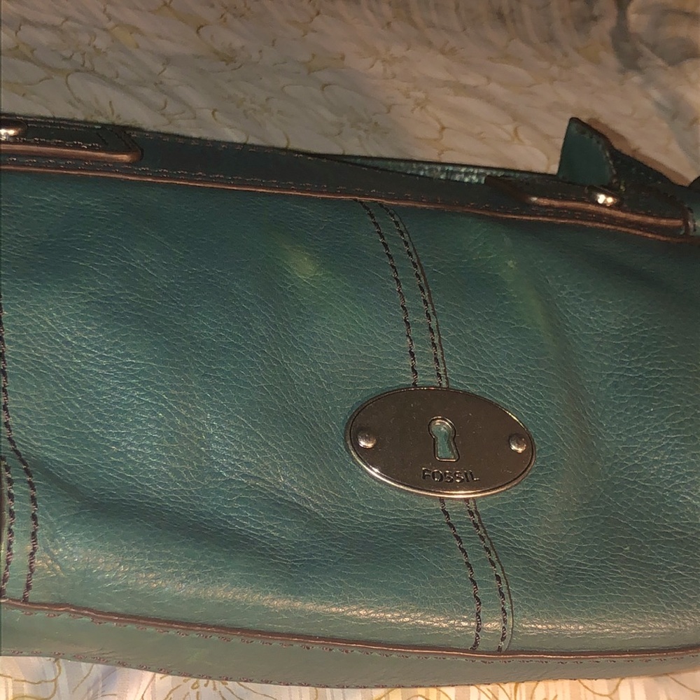 Fossil Green Leather Shoulder Bag